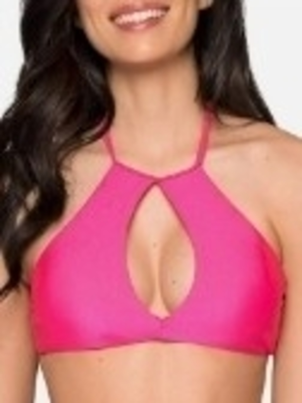 RELLECIGA Hot Pink High-Neck Cutout Bikini Top